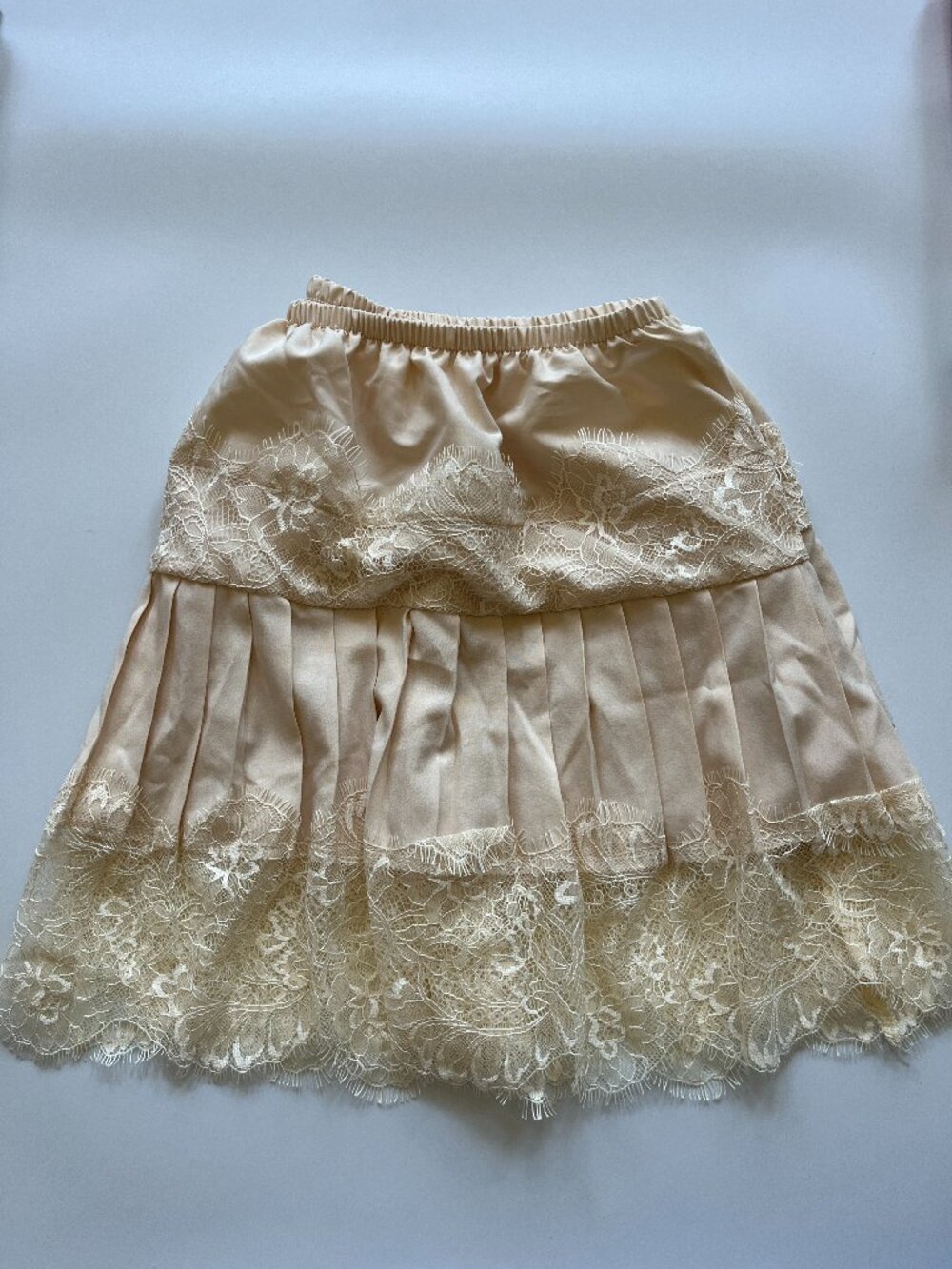 Cream Satin and Lace Skirt